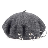 Chapeau-femme béret Gris 2 chapeau d'hiver bérets rock style , béret en laine