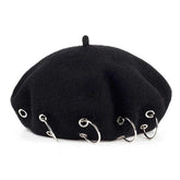 Chapeau-femme béret Noir chapeau d'hiver bérets rock style , béret en laine