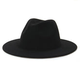 Chapeau-femme fédora Noir / 56-58cm Chapeau Fedora à bord plat
