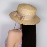 La boutique du chapeau Beige / ajustable Chapeau de paille avec nœud décoratif