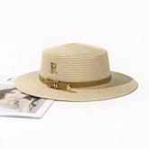 La boutique du chapeau Beige Chapeau de paille avec ceinture
