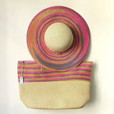 La boutique du chapeau Beige/rose / M Chapeau de paille et sac de plage beige