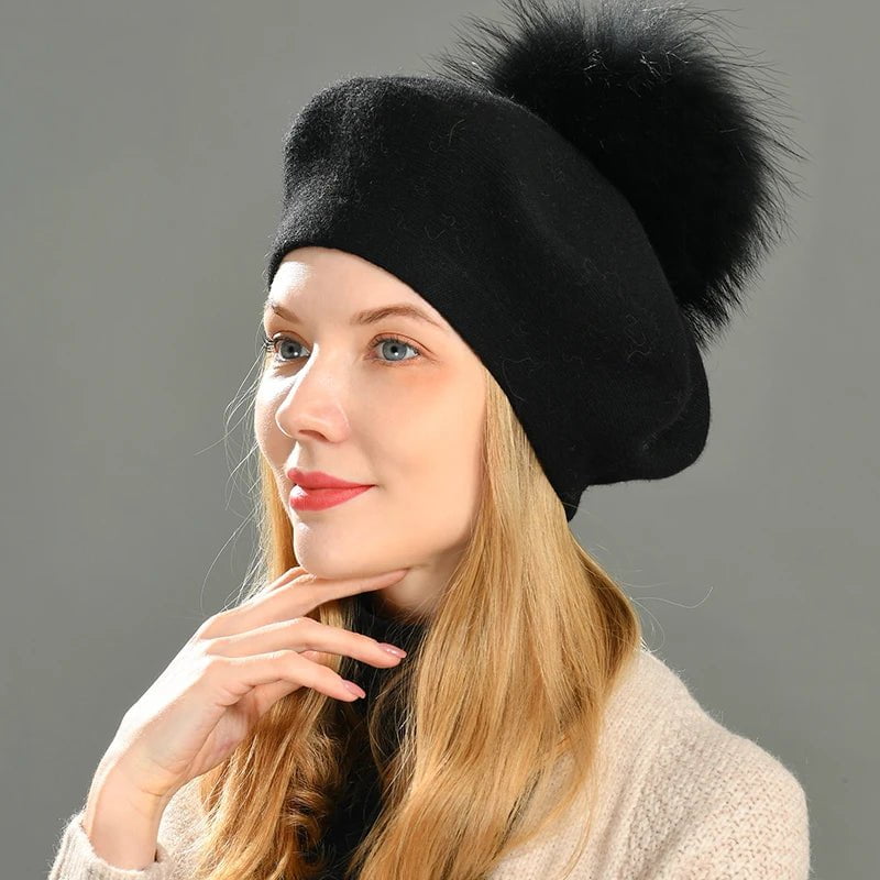 La boutique du chapeau béret 16 / Ajustable (du 54 au 59) Béret en coton avec pompon