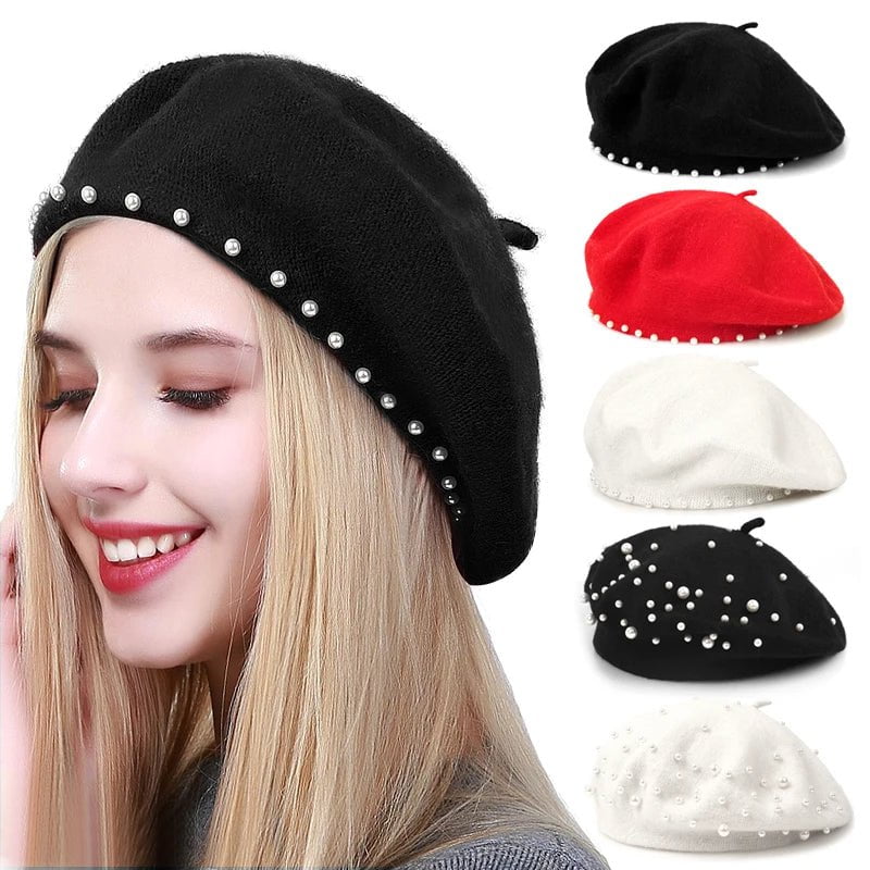 La boutique du chapeau béret Noir / Ajustable (du 54 au 59) Béret en laine perlé