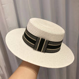 La boutique du chapeau Blanc / 56/57 Chapeau plat en paille pour femme