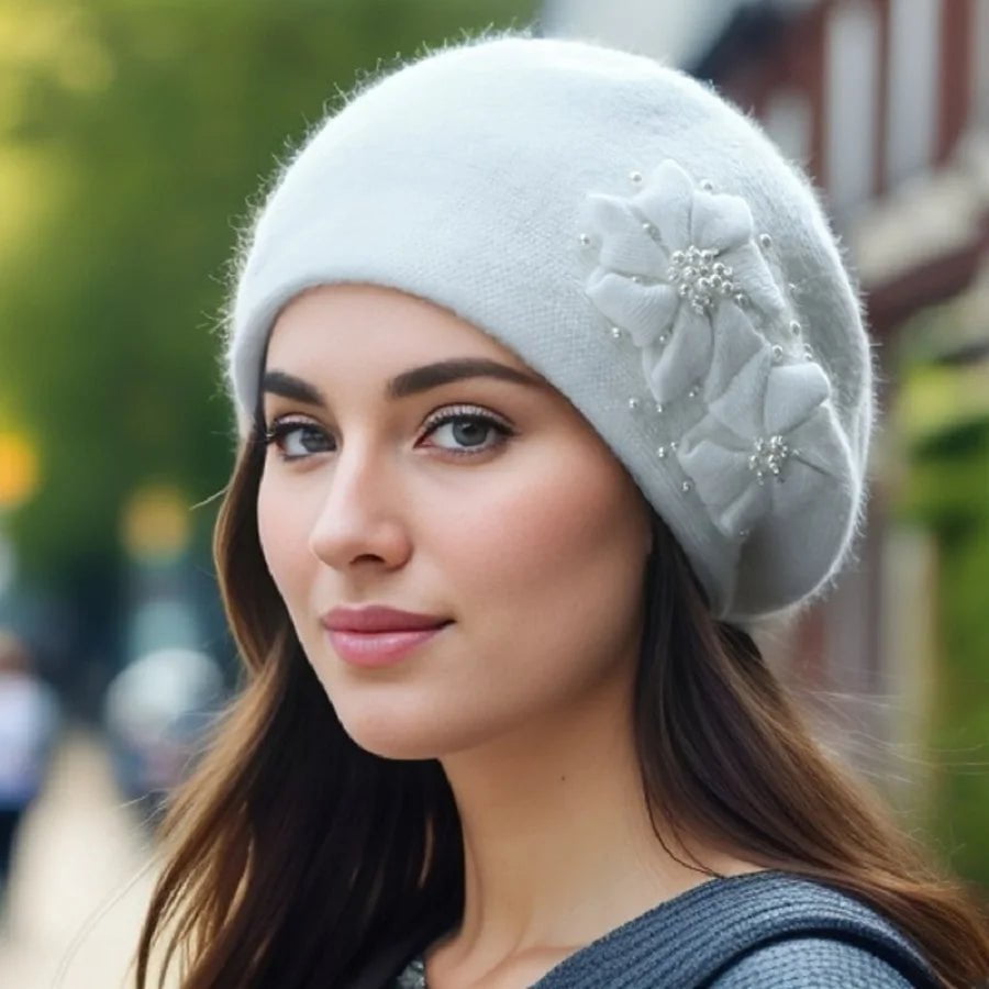 La boutique du chapeau Blanc / Ajustable (du 54 au 59) Béret femme chaud et doux