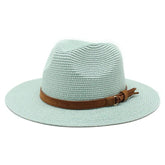 La boutique du chapeau Bleu clair / 59-60CM Chapeau Panama sangle en cuir