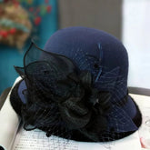 La boutique du chapeau Bleu marine / Taille unique standard Chapeau cloche en laine