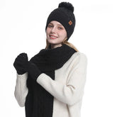 La boutique du chapeau bonnet Noir / Ajustable (du 54 au 59) Bonnet, écharpe et gants d'hiver pour femme