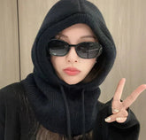 La boutique du chapeau bonnet Noir / Ajustable (du 54 au 59) Capuche en laine femme