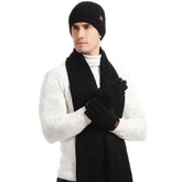La boutique du chapeau bonnet Noir / Ajustable (du 54 au 59) Ensemble bonnet écharpe et gants unisexe