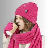 La boutique du chapeau bonnet Rose / Ajustable (du 54 au 59) Bonnet et écharpe et gants d'hiver pour femme