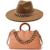 La boutique du chapeau Café / 55-58CM Ensemble chapeau et sac