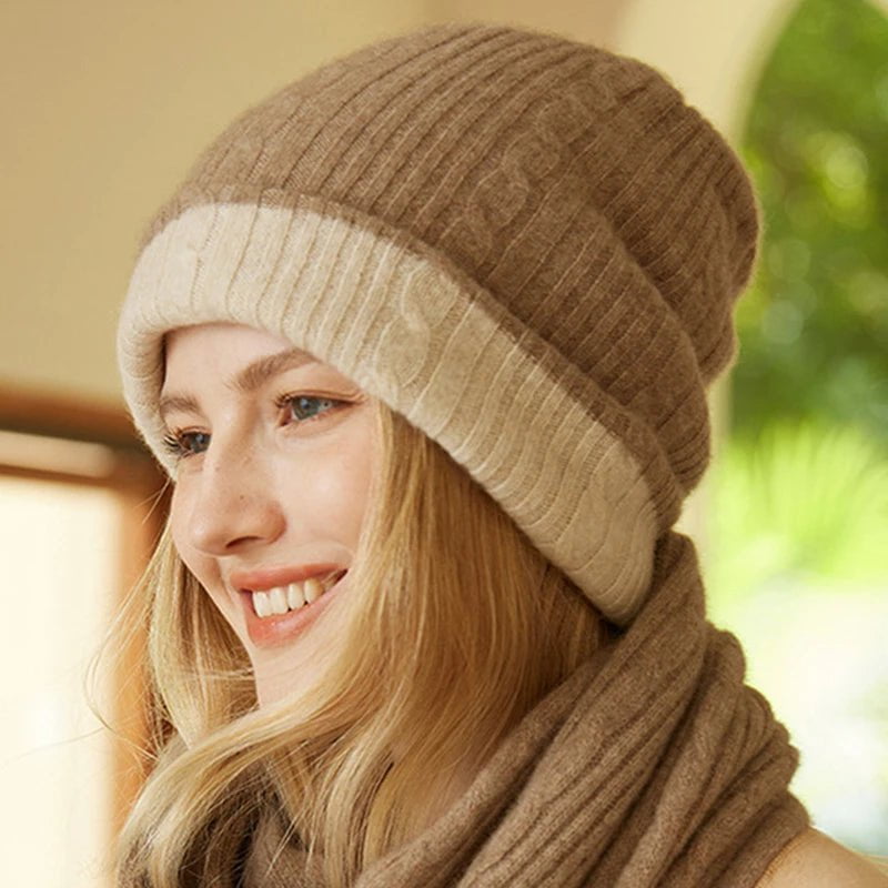 La boutique du chapeau Camel/Beige / Ajustable (du 54 au 59) Bonnets en cachemire épais et chaud