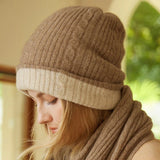 La boutique du chapeau Camel/Beige / Ajustable (du 54 au 59) Bonnets en cachemire épais et chaud