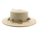La boutique du chapeau Chapeau de paille avec bande de fleurs