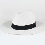 La boutique du chapeau chapeau de paille Blanc / ajustable Chapeau de paille panama plat