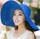 La boutique du chapeau chapeau de paille Bleu chapeau de soleil pliable