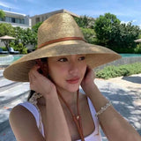 La boutique du chapeau Chapeau de soleil en paille avec sangle