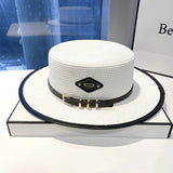 La boutique du chapeau Chapeau en paille avec ceinture cuir