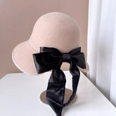 La boutique du chapeau Crème / M 56-58cm Chapeau cloche avec ruban et noeud
