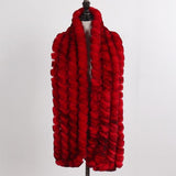 La boutique du chapeau Écharpe Rouge Écharpe Femmes Hiver Chaud Naturel De Fourrure