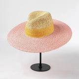 La boutique du chapeau Jaune rose Beige Chapeau de plage en paille