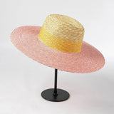 La boutique du chapeau Jaune rose Beige Chapeau de plage en paille
