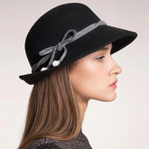 La boutique du chapeau Noir Chapeau cloche en laine chaude
