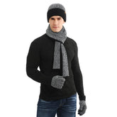La boutique du chapeau Noir Ensemble bonnet gants et écharpe en laine