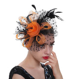 La boutique du chapeau Noir/orange Chapeau Bibi dentelle et fleurs