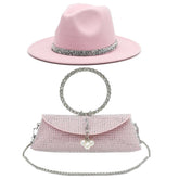 La boutique du chapeau Rose / 55-58CM Ensemble chapeau en laine et sac