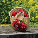 La boutique du chapeau Sac à main en paille multicolore et chapeau assorti