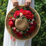 La boutique du chapeau Sac à main en paille multicolore et chapeau assorti