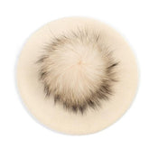 Paris-Chapeau béret Beige A Béret couleur unie pompon en fourrure