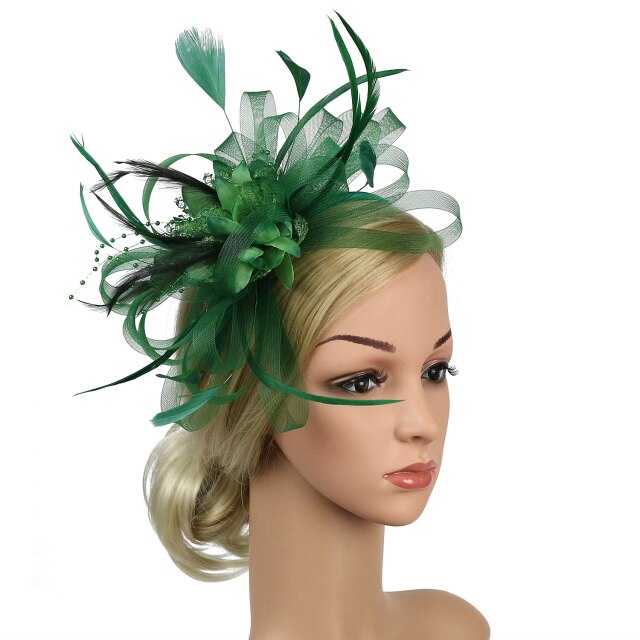 Paris-Chapeau béret Vert Chapeau Fascinant Plume Fleur