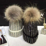 Paris-Chapeau bonnet & skullies Bonnet À La Main Rayé Strass