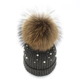 Paris-Chapeau bonnet & skullies Gris F Bonnet garnie de perles Style Mode