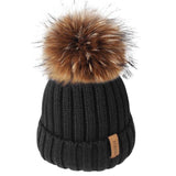 Paris-Chapeau bonnet & skullies Noir / 4-10 ans Bonnet d'hiver pompon pour enfants de 2 à 7