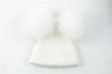 Paris-chapeau chapeau d'hiver Blanc Bonnet double pompons