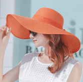 Paris-Chapeau chapeau de paille Orange Chapeau Pliable D'été UV Protéger