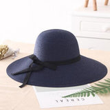 Paris-Chapeau chapeau en paille Bleu Chapeau de paille d'été à large bord UV protection