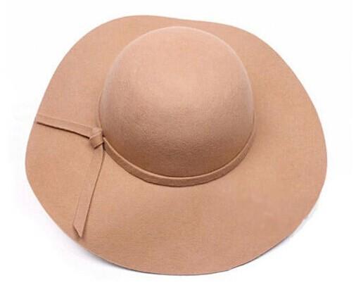 Paris-chapeau fédora khaki Fedora vintage en Laine à Large Bord