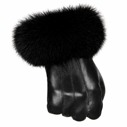 Gants femme cuir véritable doublure peluche