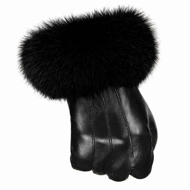 Gants femme cuir véritable doublure peluche