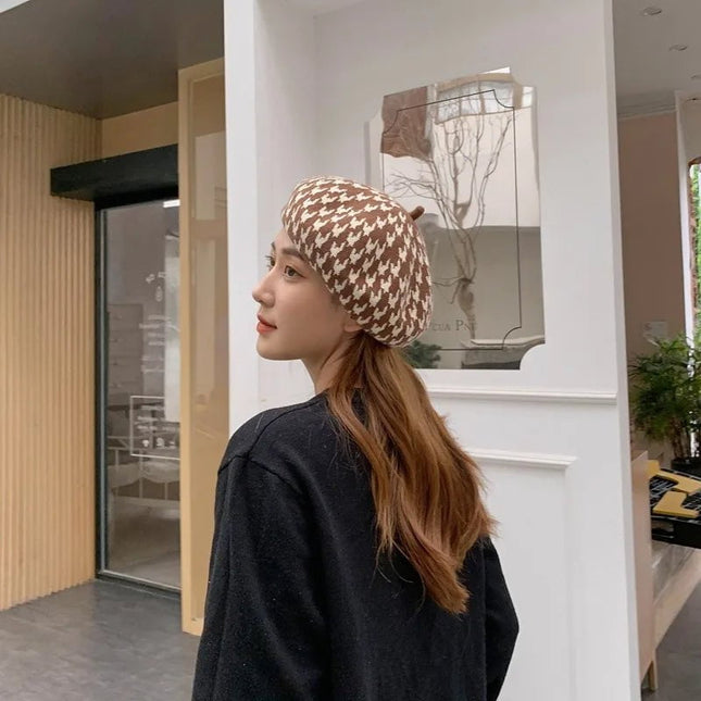 Béret à carreaux femme - Marron - M (56 - 58cm) | La boutique du chapeau