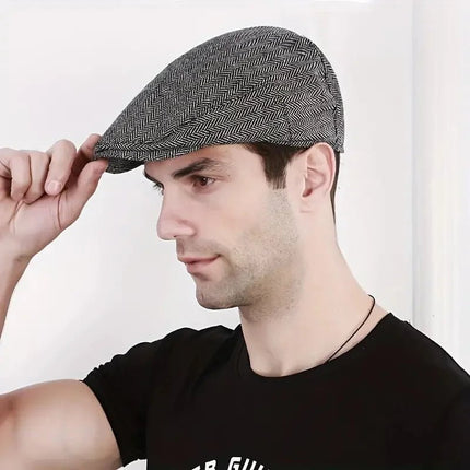 Béret à chevrons rétro - Gris - M (56 - 58cm) | La boutique du chapeau