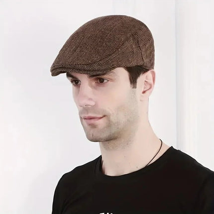 Béret à chevrons rétro - Café - M (56 - 58cm) | La boutique du chapeau