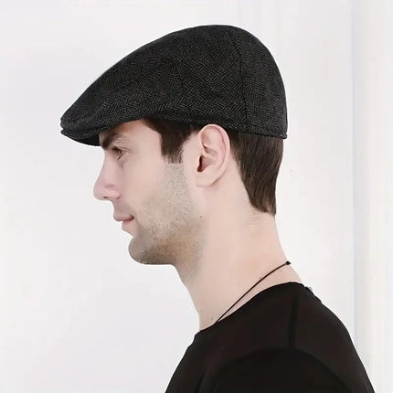 Béret à chevrons rétro - Café - M (56 - 58cm) | La boutique du chapeau