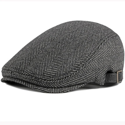 Béret coton ajustable - Rayé Noir Gris - Ajustable (du 54 au 59) | La boutique du chapeau